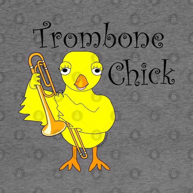 Trombone Chick Black Text by Barthol Graphics